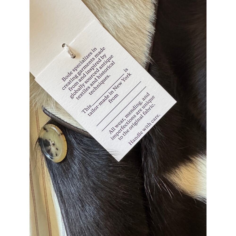 Bode NWT Leather-Pony Hair Cow Print Coat - Picture 5 of 7